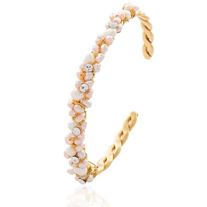 Βραχιόλι PEARL LOVERS Χρυσό με Ροζ