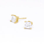 Ασημένια Σκουλαρίκια Diamond Square Gold