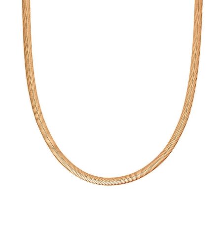 Κολιέ Flat Chain 40cm-3mm από Ασήμι925 επιχρυσωμένο Rose Gold