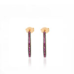 Ασημένια Σκουλαρίκια Half Hoops Rose Gold Fuchsia
