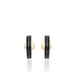 Ασημένια Σκουλαρίκια Half Hoops Rose Gold Black