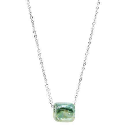 Κολιέ Peebls Cracked Green Silver