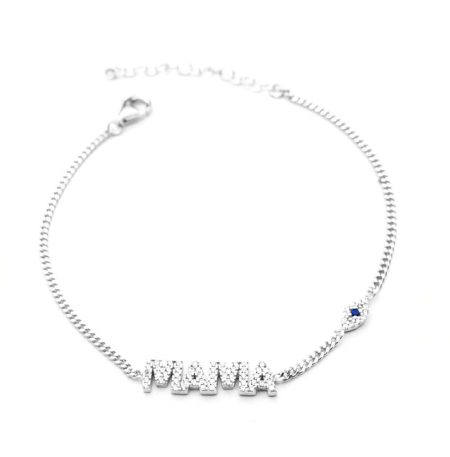 Βραχιόλι Mama Strass Silver από ασήμι 925