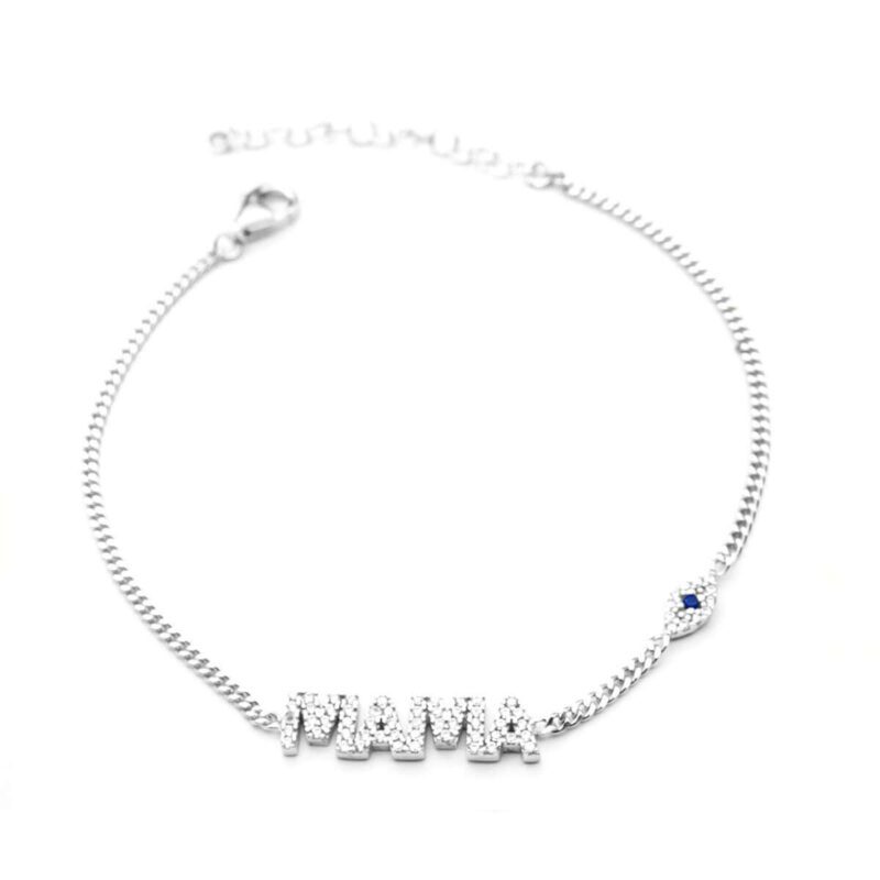 Βραχιόλι Mama Strass Silver από ασήμι 925