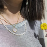Κολιέ White Raw Pearl L Χρυσό