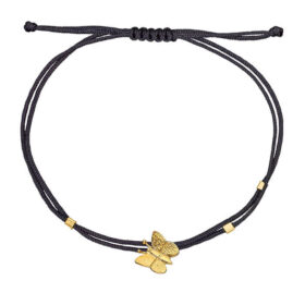 Ασημένιο Βραχιόλι Μακραμέ Butterfly Gold