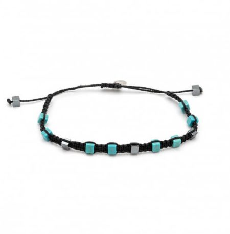 Ανδρικό Βραχιόλι Lifelikes Turquoise & Hematite Cubes