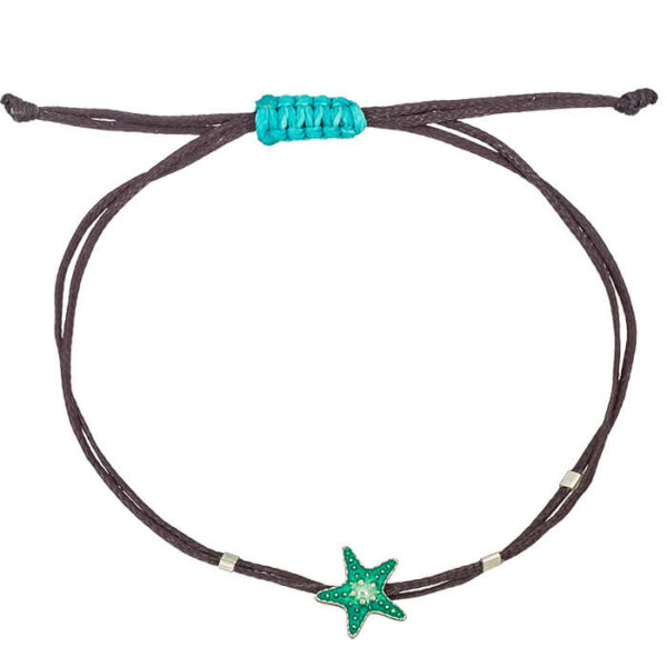 Ασημένιο Βραχιόλι Starfish Enamel Green