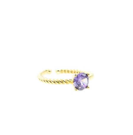 Ασημένιο ανοιγόμενο δαχτυλίδι Purple Dot