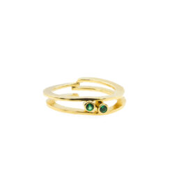 Ασημένιο ανοιγόμενο δαχτυλίδι Flat Green