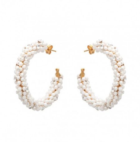 Σκουλαρίκια Lifelikes Bridal Boubouki Bliss Λευκό Χρυσό