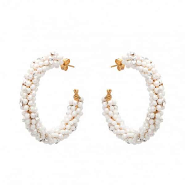Σκουλαρίκια Lifelikes Bridal Boubouki Bliss Λευκό Χρυσό