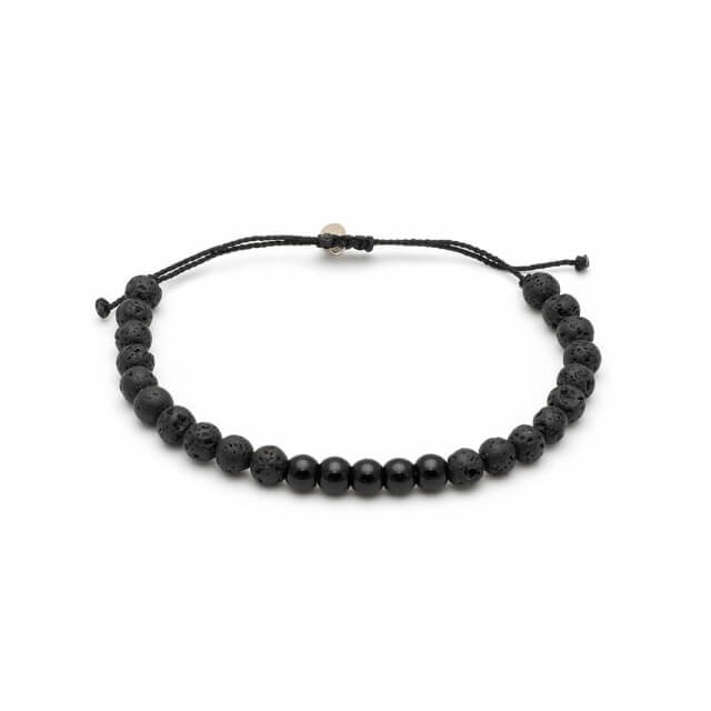 Βραχιόλι Five Beads Μαύρος Όνυχας