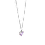 Κολιέ Love Zircon Μωβ Ασημί