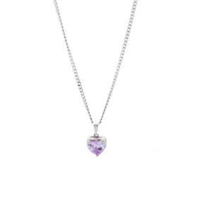 Κολιέ Love Zircon Μωβ Ασημί