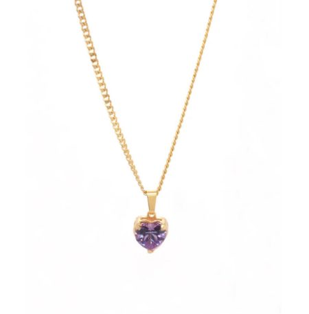 Κολιέ Love Zircon Μωβ Χρυσό
