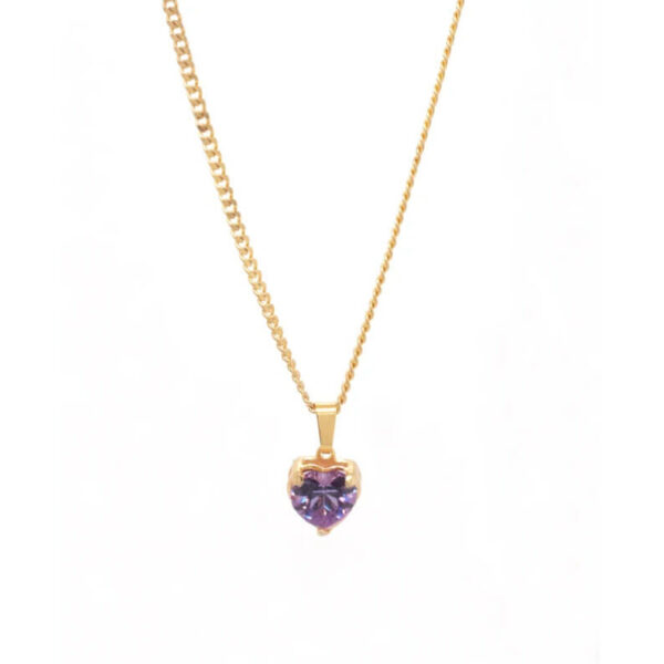 Κολιέ Love Zircon Μωβ Χρυσό