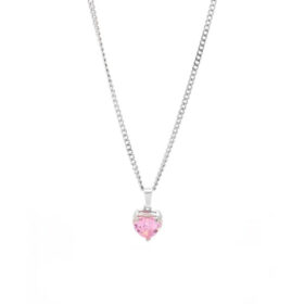 Κολιέ Love Zircon Ροζ Ασημί