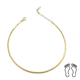 Αλυσίδα Ποδιού Flat Snake Peebls Gold