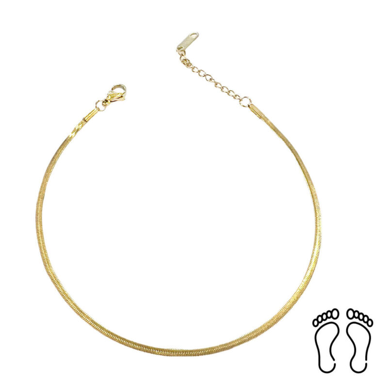 Αλυσίδα Ποδιού Flat Snake Peebls Gold