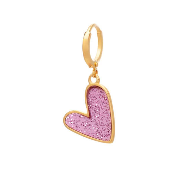 Σκουλαρίκια Lifelikes Glitter Heart Pink