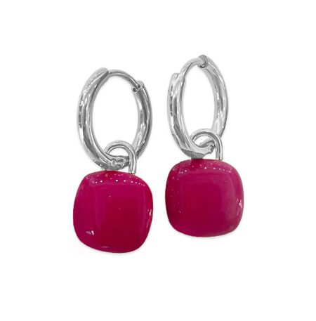 Ατσάλινα Σκουλαρίκια Chromabloom Fuchsia Silver