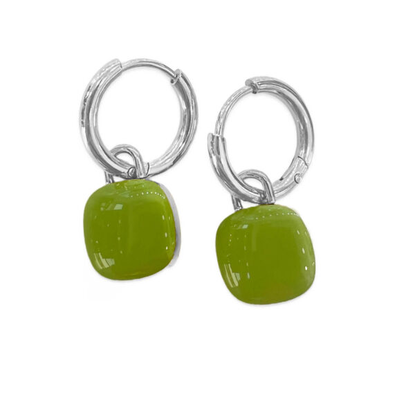 Ατσάλινα Σκουλαρίκια Chromabloom Green Silver
