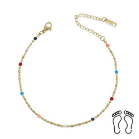 Αλυσίδα Ποδιού Peebls Multicolor Drops Gold