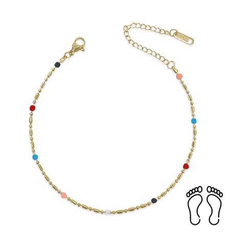 Αλυσίδα Ποδιού Peebls Multicolor Drops Gold