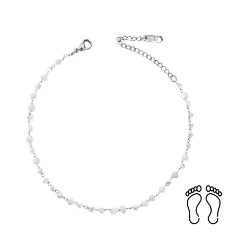 Αλυσίδα Ποδιού Peebls Transparent Crystals Silver