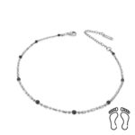Αλυσίδα Ποδιού Peebls Black Drops Silver