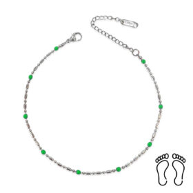 Αλυσίδα Ποδιού Peebls Green Drops Silver