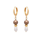 Σκουλαρίκια Real Pearl Drop Brown