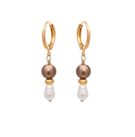 Σκουλαρίκια Real Pearl Drop Brown