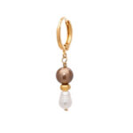Σκουλαρίκια Real Pearl Drop Brown