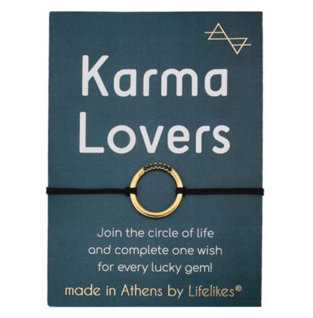 Lifelikes Charm Karma Lovers Χρυσό με Μαύρα Ζιργκόν