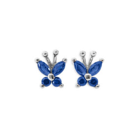 Ασημένια Σκουλαρίκια Butterfly Blue Crystal