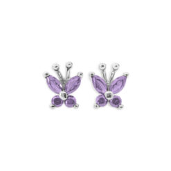 Ασημένια Σκουλαρίκια Butterfly Lilac Crystal
