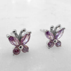 Ασημένια Σκουλαρίκια Butterfly Lilac Crystal