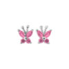 Ασημένια Σκουλαρίκια Butterfly Pink Crystal