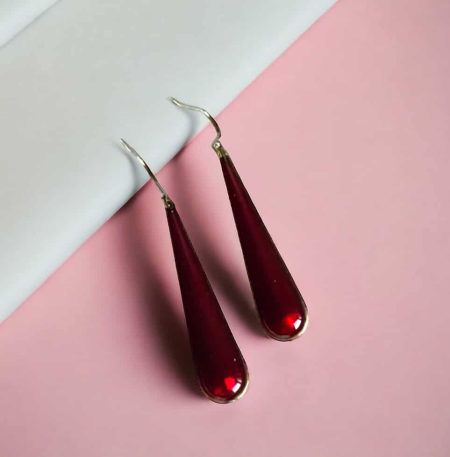 Σκουλαρίκια Chroma Long Drops Deep Red