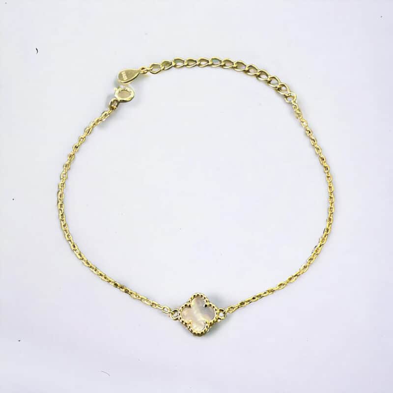 Ασημένιο Βραχιόλι Mother of Pearl Flower Gold