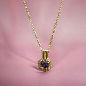 Ασημένιο Κολιέ Locket Purple Gold
