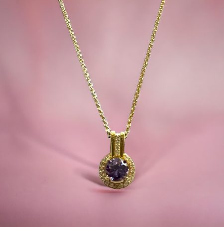 Ασημένιο Κολιέ Locket Purple Gold