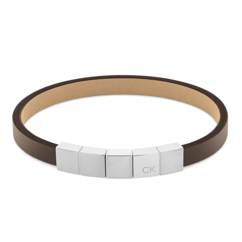Δερμάτινο Βραχιόλι Calvin Klein Minimalistic Squares Silver