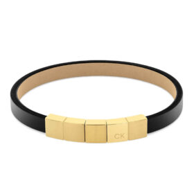 Δερμάτινο Βραχιόλι Calvin Klein Minimalistic Squares Gold