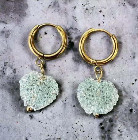 Ατσάλινα Σκουλαρίκια Disco Heart Mint Green