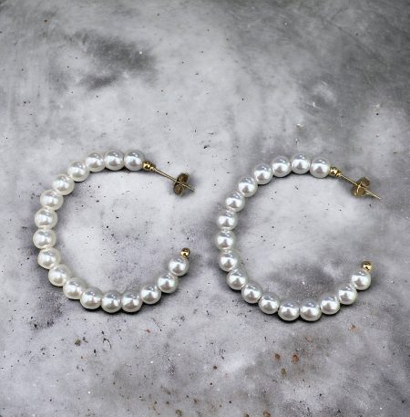 Σκουλαρίκια Peebls Pearl Hoops Gold