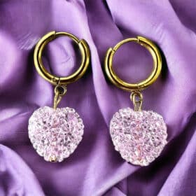 Ατσάλινα Σκουλαρίκια Disco Heart Lilac