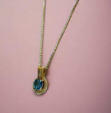 Ασημένιο Κολιέ Locket Turqoise Gold